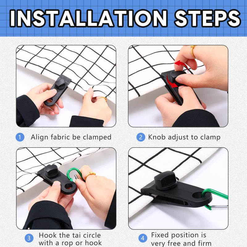 Yulejo 72 Pcs Tarp Clips Heavy Duty and Ball Bungee Cords Tarp Clamps Shark Tent Fasteners Clips Holder for Swimming Pool Cover Awnings Outdoor Camping Caravan Canopies Car - Image 4