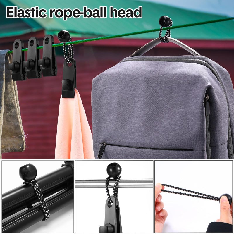 Yulejo 72 Pcs Tarp Clips Heavy Duty and Ball Bungee Cords Tarp Clamps Shark Tent Fasteners Clips Holder for Swimming Pool Cover Awnings Outdoor Camping Caravan Canopies Car - Image 5