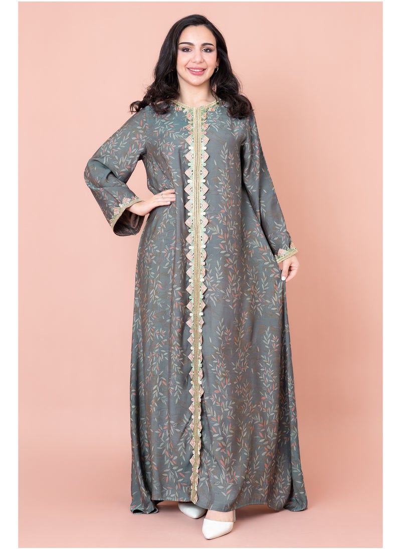 IKKXA Modern Embroidered Printed Jalabiya  - Image 1