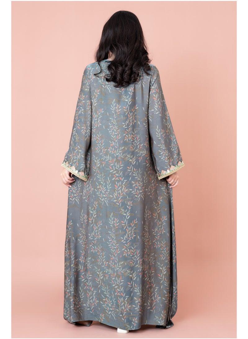 IKKXA Modern Embroidered Printed Jalabiya  - Image 2