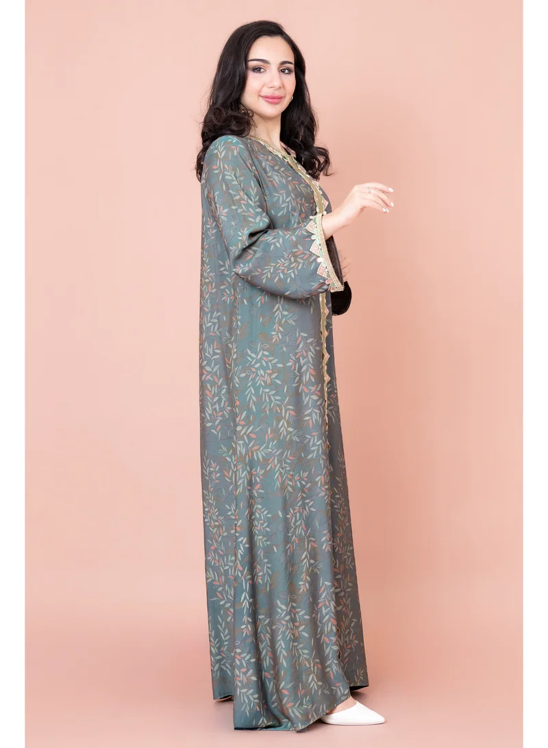 IKKXA Modern Embroidered Printed Jalabiya