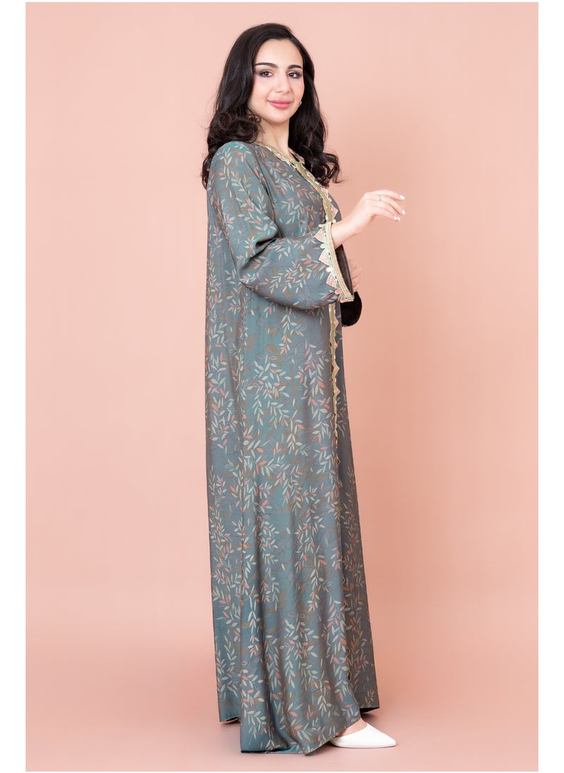 IKKXA Modern Embroidered Printed Jalabiya  - Image 3