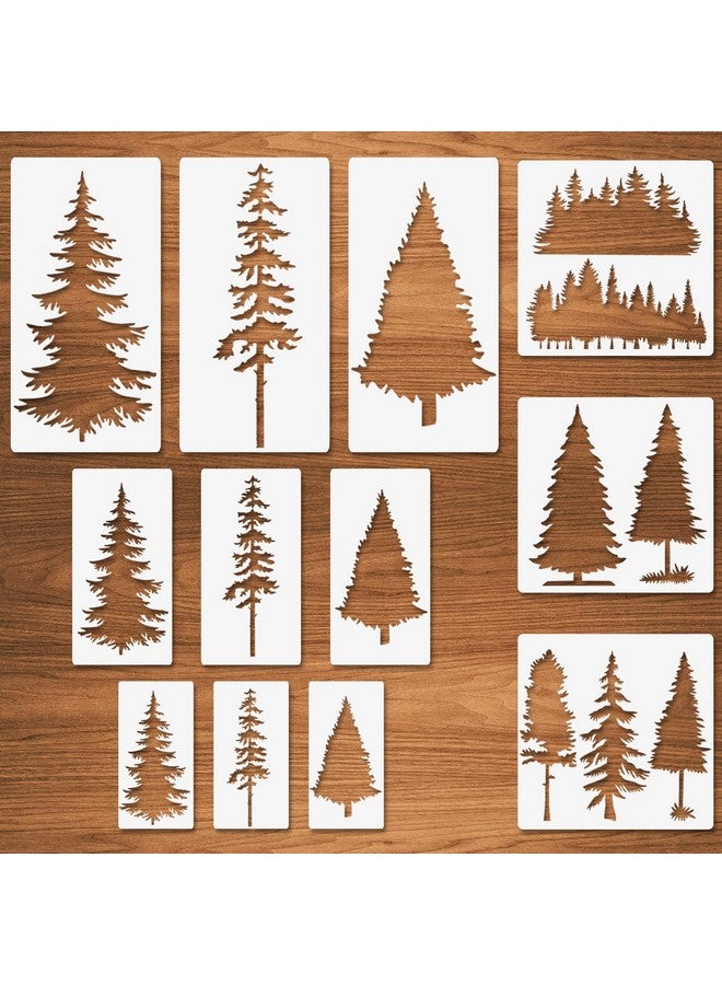 CODOHI 12 Pcs Trees Stencils Tall Fir Pine Cypress Cedar Christmas Trees Stencils For Painting Assorted Sizes Reusable Tree Templates For Window Wood Wall Canvas Holiday Decor - Image 1