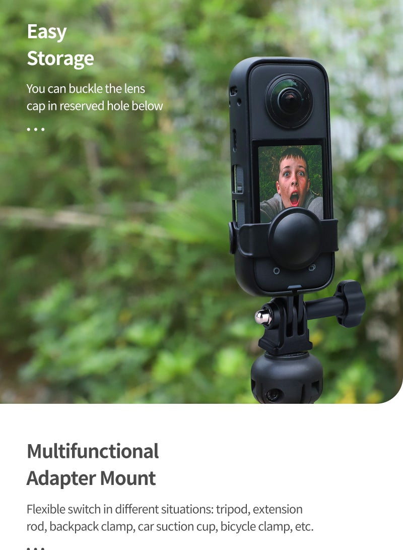 SOLARAE غطاء لـ Insta360 X3، إطار واقي، غطاء حماية عدسة، غطاء واقي لشاشة الكاميرا، هيكل من الألمنيوم، مجموعة ملحقات الكاميرا - Image 4