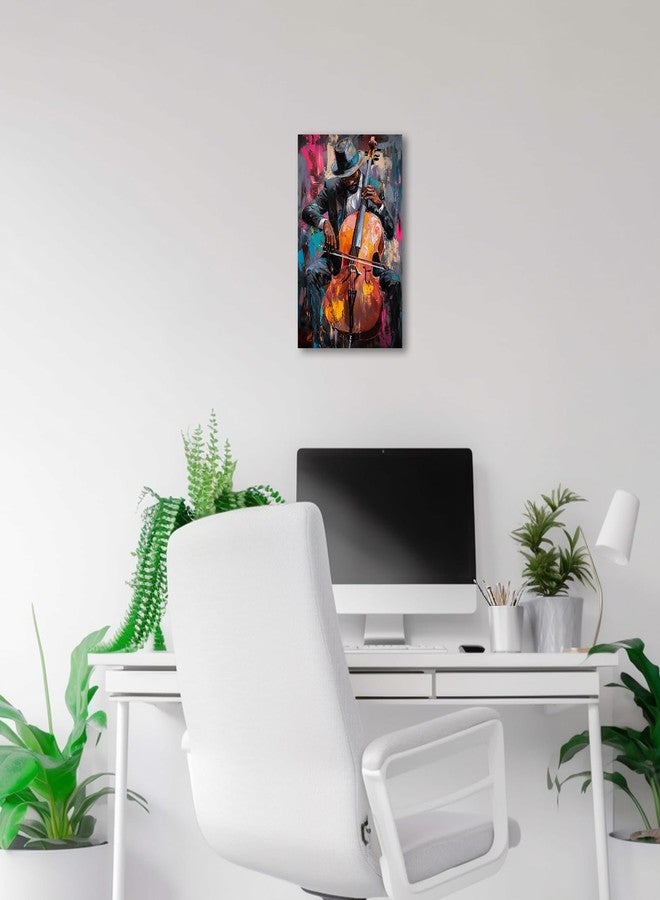 CXHOSTENT Black Jazz Canvas Wall Art Abstract Black Music Painting Prints African American Picture Musical Instruments Artwork for Men Room Decor Framed (Black, 12.00" x 18.00") - Image 4