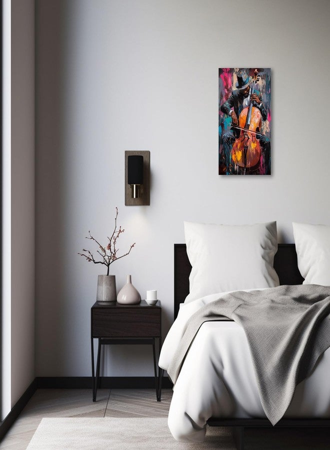 CXHOSTENT Black Jazz Canvas Wall Art Abstract Black Music Painting Prints African American Picture Musical Instruments Artwork for Men Room Decor Framed (Black, 12.00" x 18.00") - Image 5