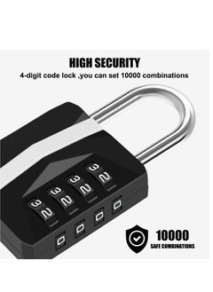 Excefore Combination Padlock, Waterproof 2 Pack Large Heavy Duty 4 Digit Padlock, Resettable Zinc Alloy High Security Password Lock Use for School Gym Locker, Shed, Gate, Fence, Hasp,Cabinet, Black  - Image 3