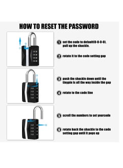 Excefore Combination Padlock, Waterproof 2 Pack Large Heavy Duty 4 Digit Padlock, Resettable Zinc Alloy High Security Password Lock Use for School Gym Locker, Shed, Gate, Fence, Hasp,Cabinet, Black  - Image 5