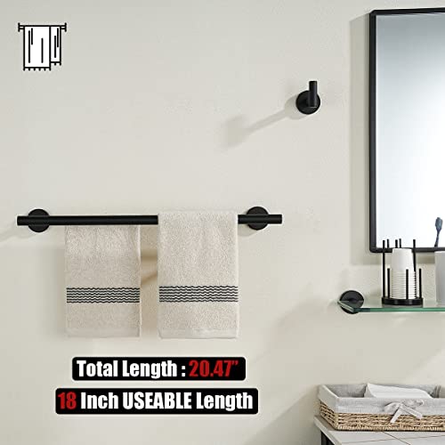 JQK Black Double Towel Bar, 20.5 Inch 304 Stainless Steel Thicken 0.8mm Towel Rack Bathroom, Towel Holder Matte Black Wall Mount, Useable Length 18 Inch, TB100L18-PB - Image 3