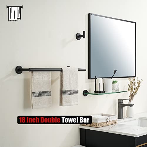 JQK Black Double Towel Bar, 20.5 Inch 304 Stainless Steel Thicken 0.8mm Towel Rack Bathroom, Towel Holder Matte Black Wall Mount, Useable Length 18 Inch, TB100L18-PB - Image 5