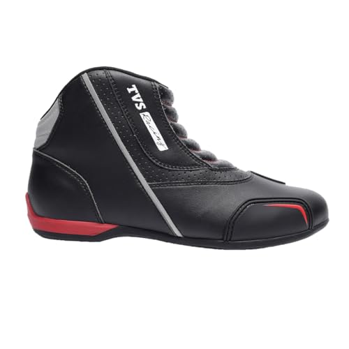 TVS Racing Ankle Length Slip-On Riding Boots for Men:Waterproof Riding Shoes with Reflective Panel (Size-11/Black) - Image 1