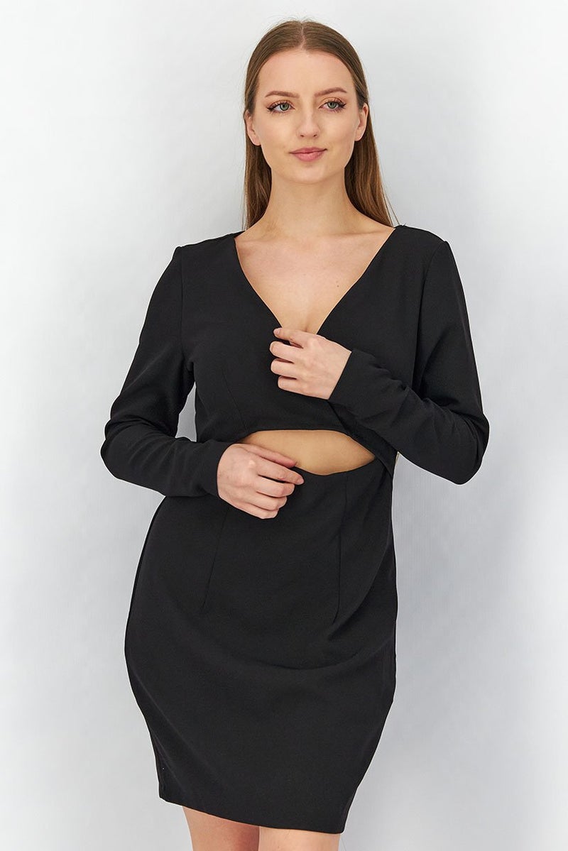 Reserved Women Cut Out Detail Bodycon Dress, Black - Image 1