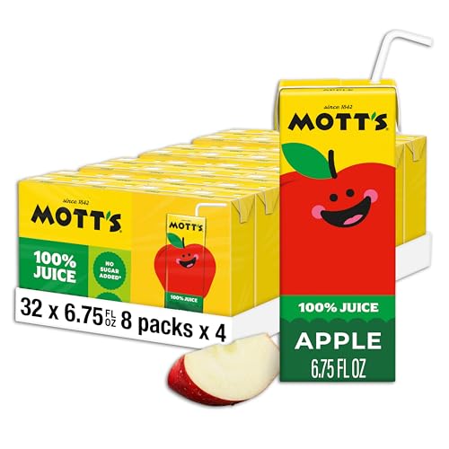 Mott's Motts 100 Original Apple Juice 675 Fl Oz Boxes 32 Count 4 Packs Of 8 2 Servings Of Fruit 100 Fruit Juice Glutenfree Caffeinefree Kosher Contains No Artificial Colors Or Sweeteners - Image 1