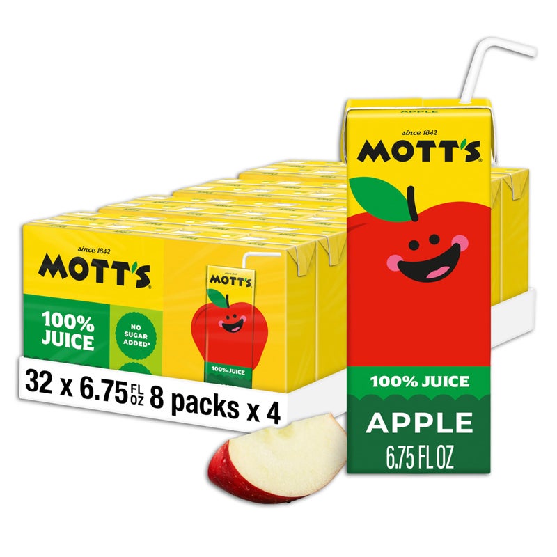 Mott's Motts 100 Original Apple Juice 675 Fl Oz Boxes 32 Count 4 Packs Of 8 2 Servings Of Fruit 100 Fruit Juice Glutenfree Caffeinefree Kosher Contains No Artificial Colors Or Sweeteners - Image 3