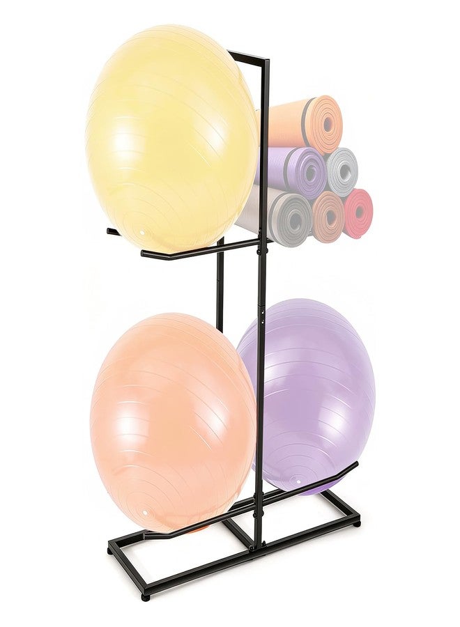 GYHPD Exercise Ball Holder, Heavy Duty Stability Ball Rack for Yoga Ball Stability Ball Yoga Mats, Space Saving Exercise Ball Storage Organizer for Home Gym, Garage and Commercial Fitness Rooms - Image 1