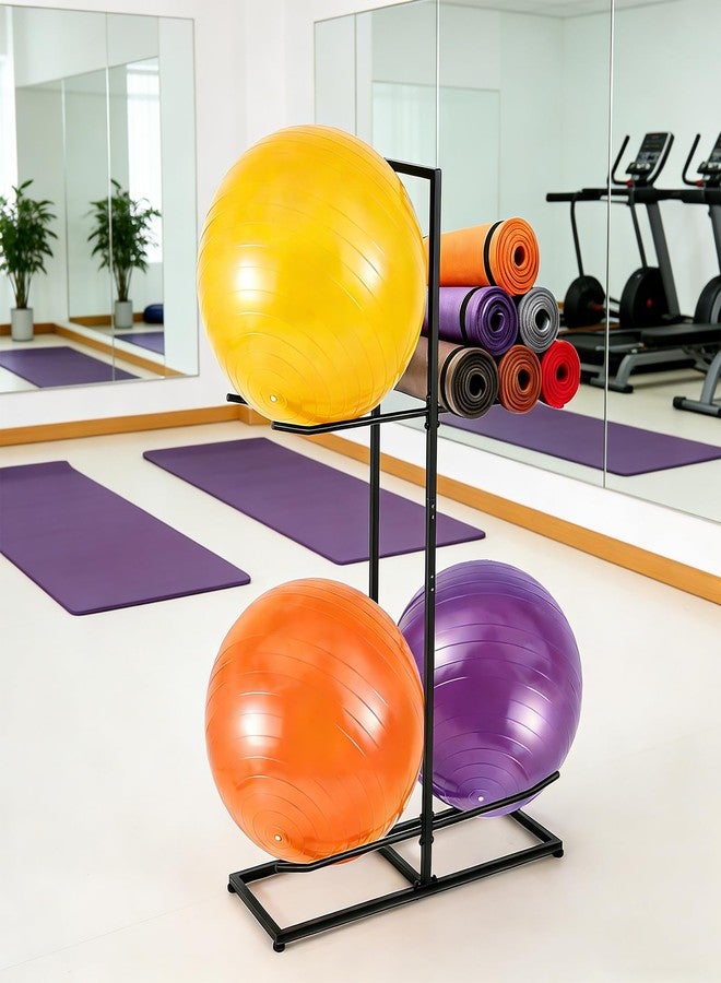 GYHPD Exercise Ball Holder, Heavy Duty Stability Ball Rack for Yoga Ball Stability Ball Yoga Mats, Space Saving Exercise Ball Storage Organizer for Home Gym, Garage and Commercial Fitness Rooms - Image 5