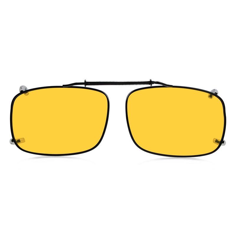 Eyekepper Polarized Yellow Lens Clip On Sunglasses With Spring Draw Bar Large Night Driving Wear Over Glasses 57x39MM - Image 1