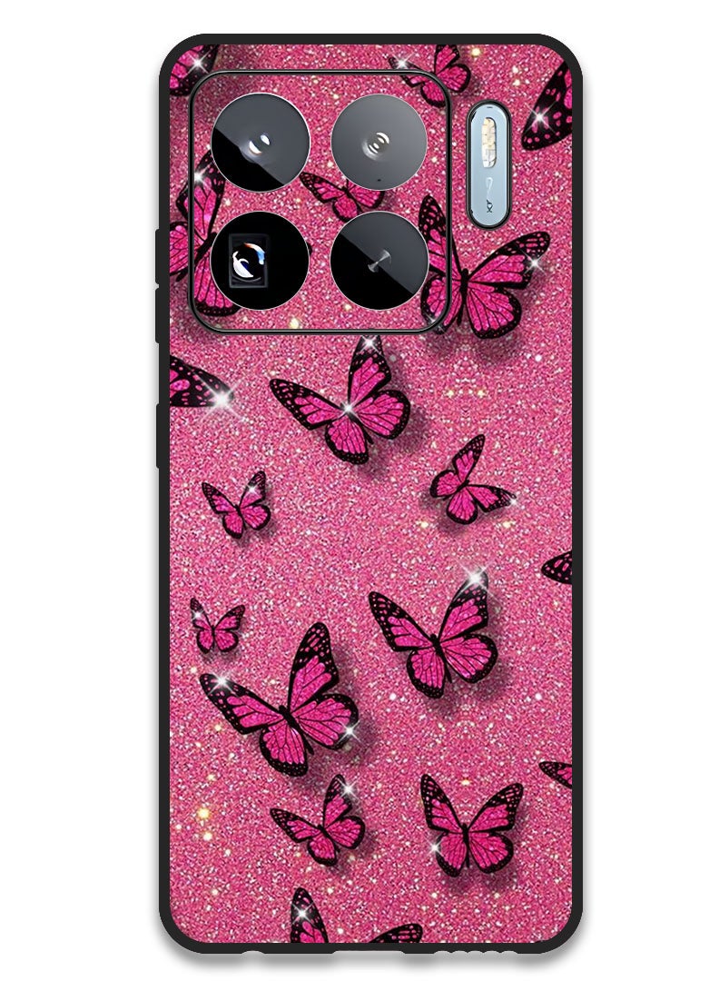 Theodor Case Compatible with Xiaomi 15S Pro 6.73 Inch Protection Shockproof Bumper Cover Pink Butterflies - Image 1