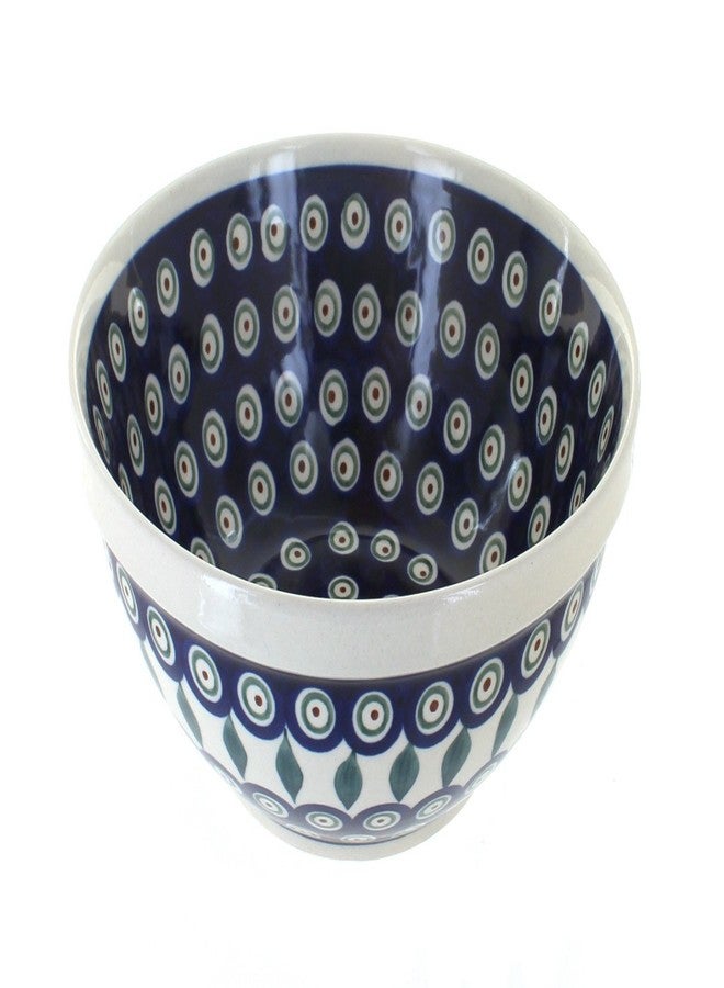 Blue Rose Pottery Blue Rose Polish Pottery - Blue Peacock Medium Serving Bowl - 7.75" Diameter - Beautiful Serving Bowl for Special Occasions, Dinner Parties, Or Everyday Dining - Image 1