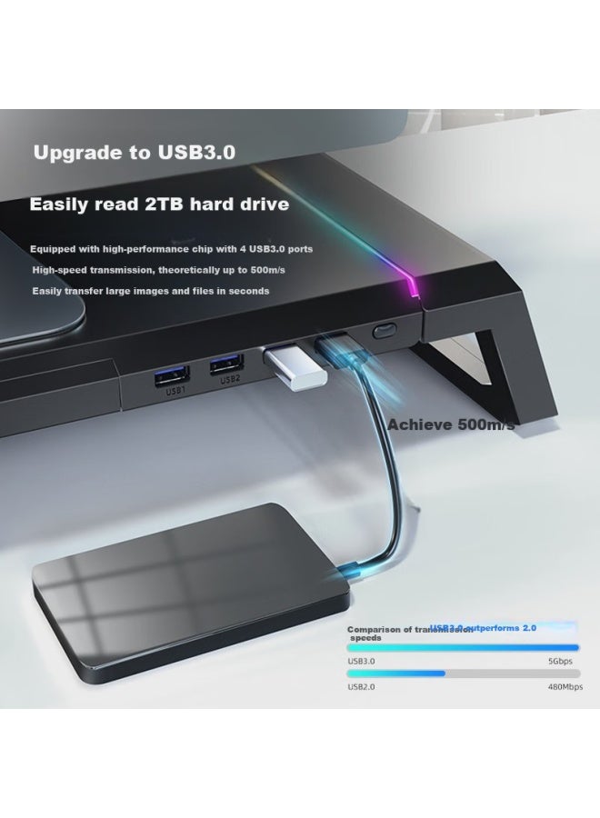 Ice Coorel T1 Computer Monitor Stand Desk Stand Laptop Stand Multi-function Storage Stand With Rgb Lights Usb3.0 Expansion - Image 3