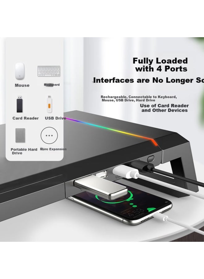 Ice Coorel T1 Computer Monitor Stand Desk Stand Laptop Stand Multi-function Storage Stand With Rgb Lights Usb3.0 Expansion - Image 2