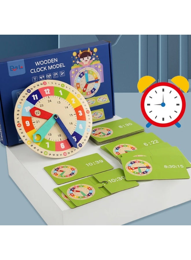 Educational toy in the shape of a wooden clock, for ages 3 and up, a toy for learning time. - Image 4