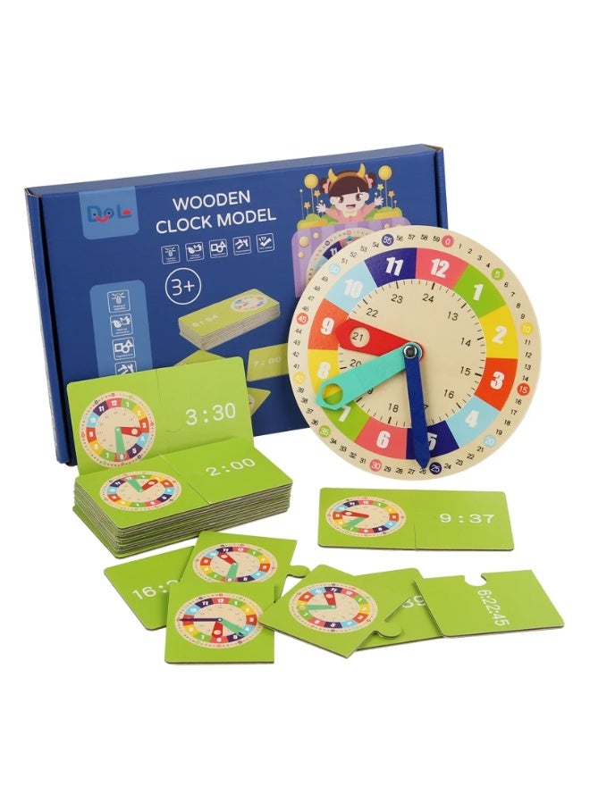 Educational toy in the shape of a wooden clock, for ages 3 and up, a toy for learning time. - Image 1