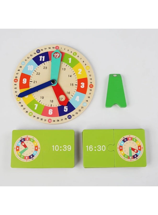 Educational toy in the shape of a wooden clock, for ages 3 and up, a toy for learning time. - Image 2