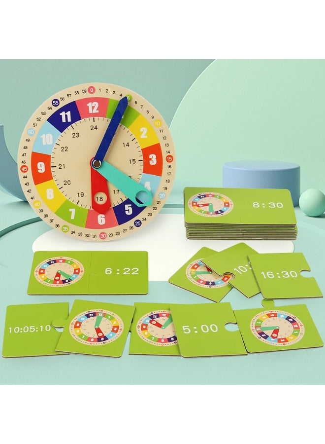 Educational toy in the shape of a wooden clock, for ages 3 and up, a toy for learning time. - Image 3
