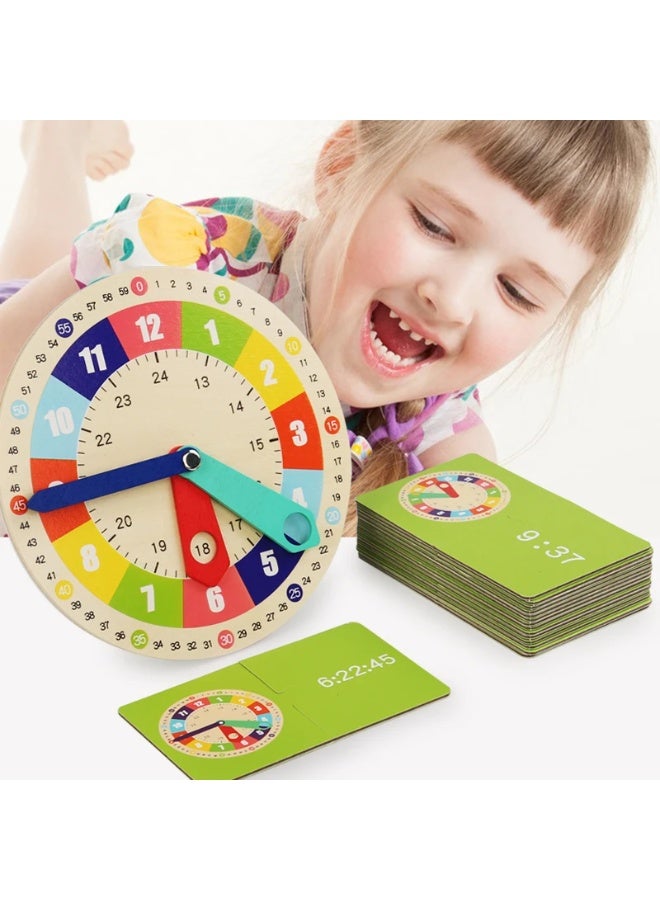 Educational toy in the shape of a wooden clock, for ages 3 and up, a toy for learning time. - Image 5