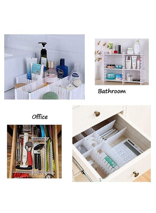 LEAWALL LEAWALL 8 Pcs Adjustable Stretchable Interlocking Drawer Clapboard Divider/Grid Closet Sorting Partition/Plastic Strips Separators Cabinet Storage Box Socks/Makeup (White) Drawer Organizers  - Image 3