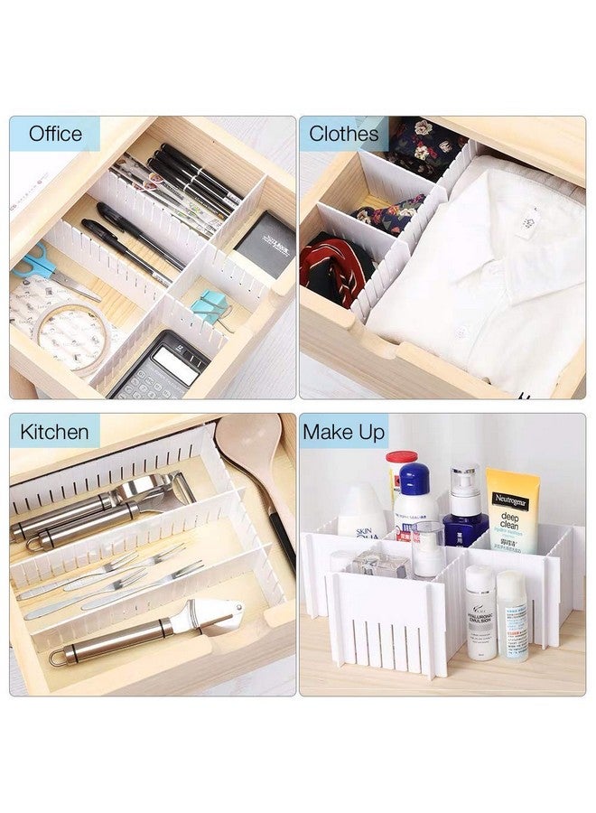 LEAWALL LEAWALL 8 Pcs Adjustable Stretchable Interlocking Drawer Clapboard Divider/Grid Closet Sorting Partition/Plastic Strips Separators Cabinet Storage Box Socks/Makeup (White) Drawer Organizers  - Image 5