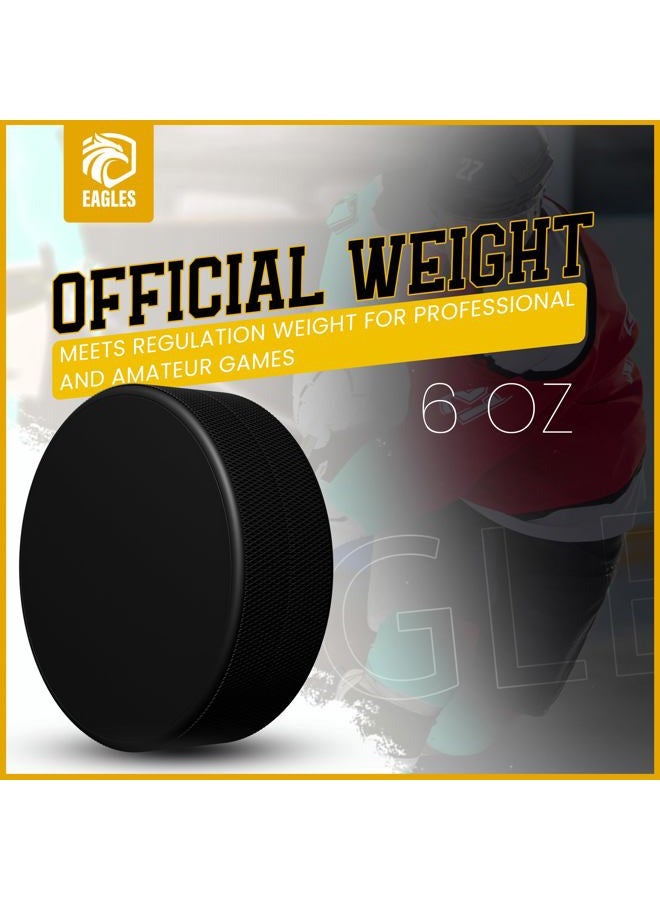 EAGLES Ice Hockey Pucks | High Grade Pucks Official Regulation Weight & Size for Practice & Classic Training - 6 oz Diameter 3" Thickness 1" Black Hockey Puck | Roller Hockey 1 Pack - Image 3