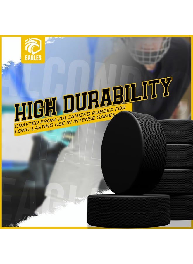 EAGLES Ice Hockey Pucks | High Grade Pucks Official Regulation Weight & Size for Practice & Classic Training - 6 oz Diameter 3" Thickness 1" Black Hockey Puck | Roller Hockey 1 Pack - Image 5
