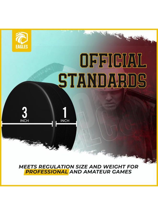 EAGLES Ice Hockey Pucks | High Grade Pucks Official Regulation Weight & Size for Practice & Classic Training - 6 oz Diameter 3" Thickness 1" Black Hockey Puck | Roller Hockey 1 Pack - Image 2