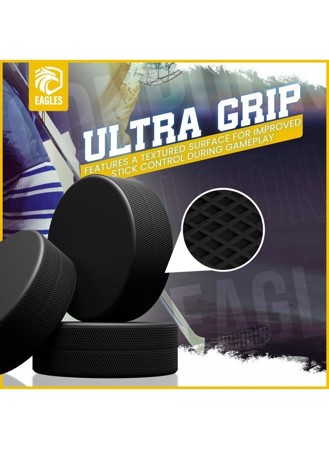 EAGLES Ice Hockey Pucks | High Grade Pucks Official Regulation Weight & Size for Practice & Classic Training - 6 oz Diameter 3" Thickness 1" Black Hockey Puck | Roller Hockey 1 Pack - Image 4