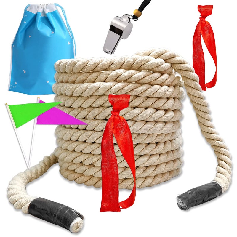 Niantime 35Ft Tug of War Rope Field Day Family Reunion Natural Cotton Tug of War Rope for Adults Summer Campe Yard Games Outdoor Camping Picnic Games Team Building - Image 2
