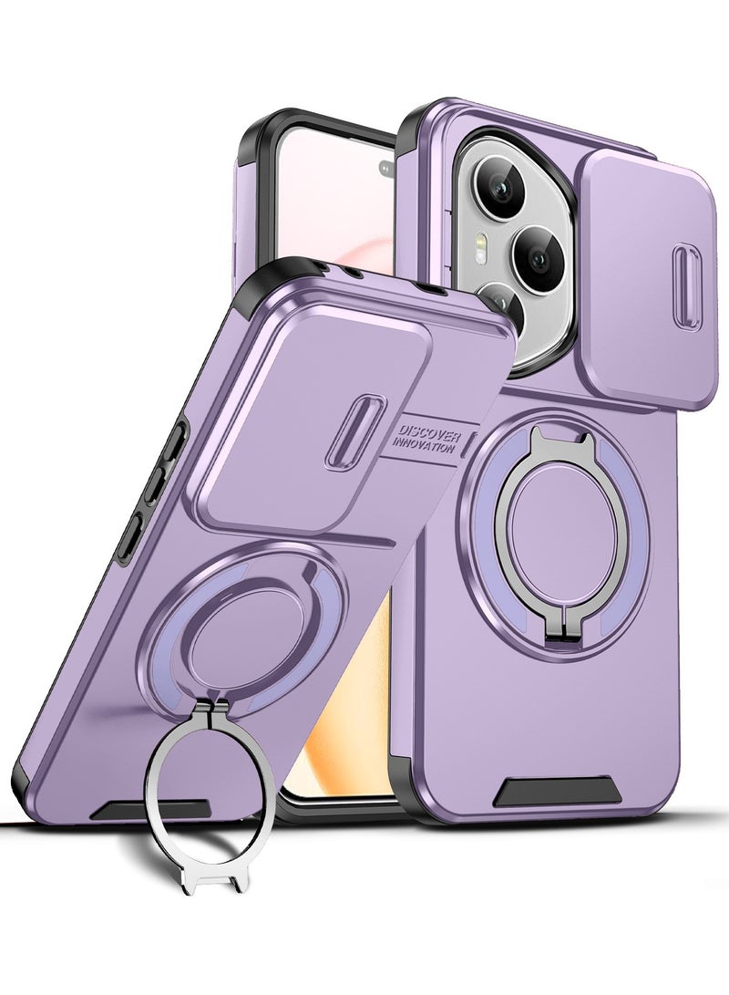 عام Case Compatible with Honor 400 Pro, Built-in 360° Rotatable Ring Stand  Sliding Lens Protection, Anti-fingerprint Protective Cover for Honor 400 Pro 5G