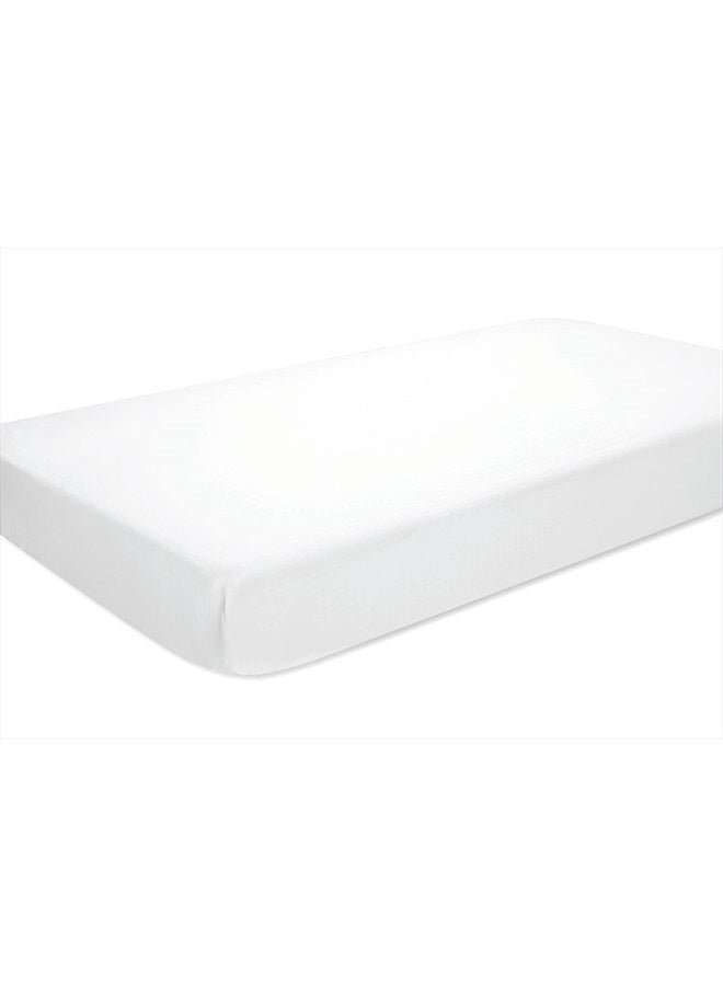 aden + anais Essentials Classic Crib Sheet, 100% Cotton Muslin, Super Soft, Breathable, Tailored Snug Fit, Solid White - Image 1