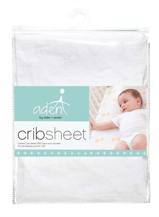 aden + anais Essentials Classic Crib Sheet, 100% Cotton Muslin, Super Soft, Breathable, Tailored Snug Fit, Solid White - Image 3