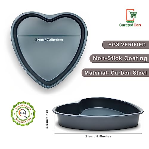 Curated Cart Premium Cake Making Set - Combo Carbon Steel Cake Baking Tins and Moulds for Microwave, OTG Oven and Dishwasher Safe (Heart & Square Tins + Mould) - Image 3