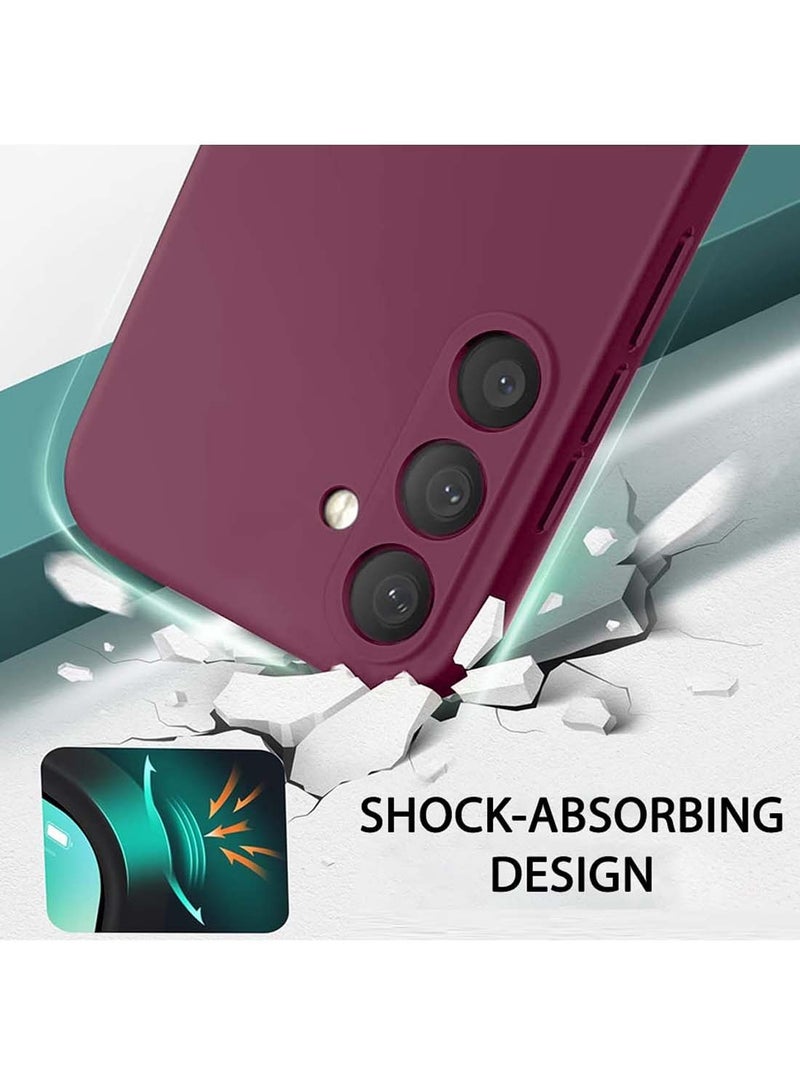 Wtech Samsung Galaxy S24 FE 5G 2024 Premium Liquid Silicone Case Cover - Maroon - Image 4