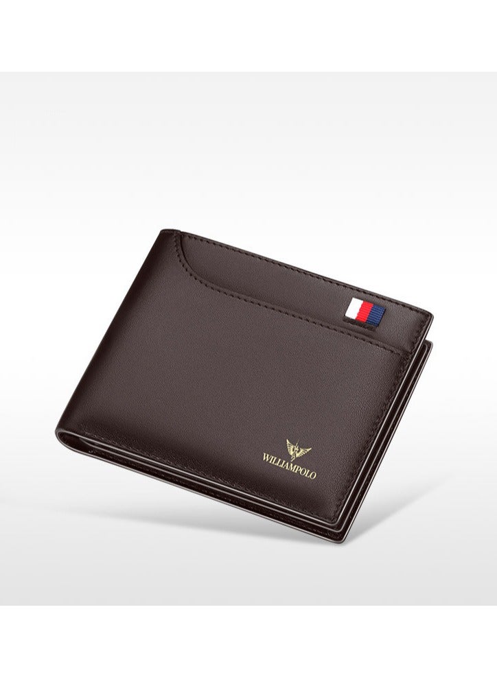 ويليامبولو محفظة ويليامبولو للرجال، محفظة جلدية ممتازة، محفظة جلدية ناعمة للرجال، أسلوب عمودي قصير، محفظة جلد البقر الطبقة العليا - Image 1