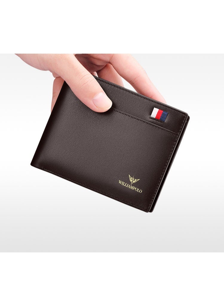 ويليامبولو محفظة ويليامبولو للرجال، محفظة جلدية ممتازة، محفظة جلدية ناعمة للرجال، أسلوب عمودي قصير، محفظة جلد البقر الطبقة العليا - Image 5