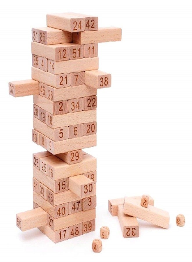 Trade Globe 54 Pcs Wooden Tumbling Tower Game - Indoor Stacking Puzzle Blocks for Kids, Adults & Families - Fun Balancing Toy for Boys & Girls of All Ages - Party Game & Brain Teaser - Image 1