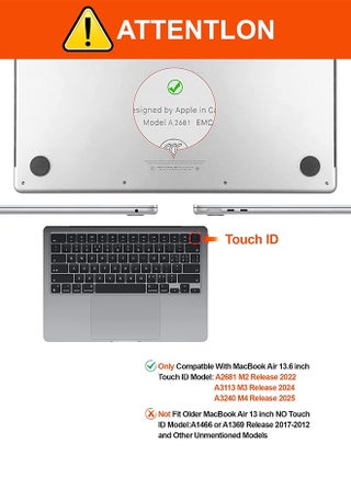 [عبوة مزدوجة] حامي شاشة من البولي إيثيلين تيرفثالات (PET) لجهاز MacBook Air مقاس 13.6 بوصة (2025/2024/2022، الطرازات A3113، A2681، معالجات M4/M3/M2)، فيلم واقي فائق الوضوح مضاد لبصمات الأصابع عالي الدقة. - view 2