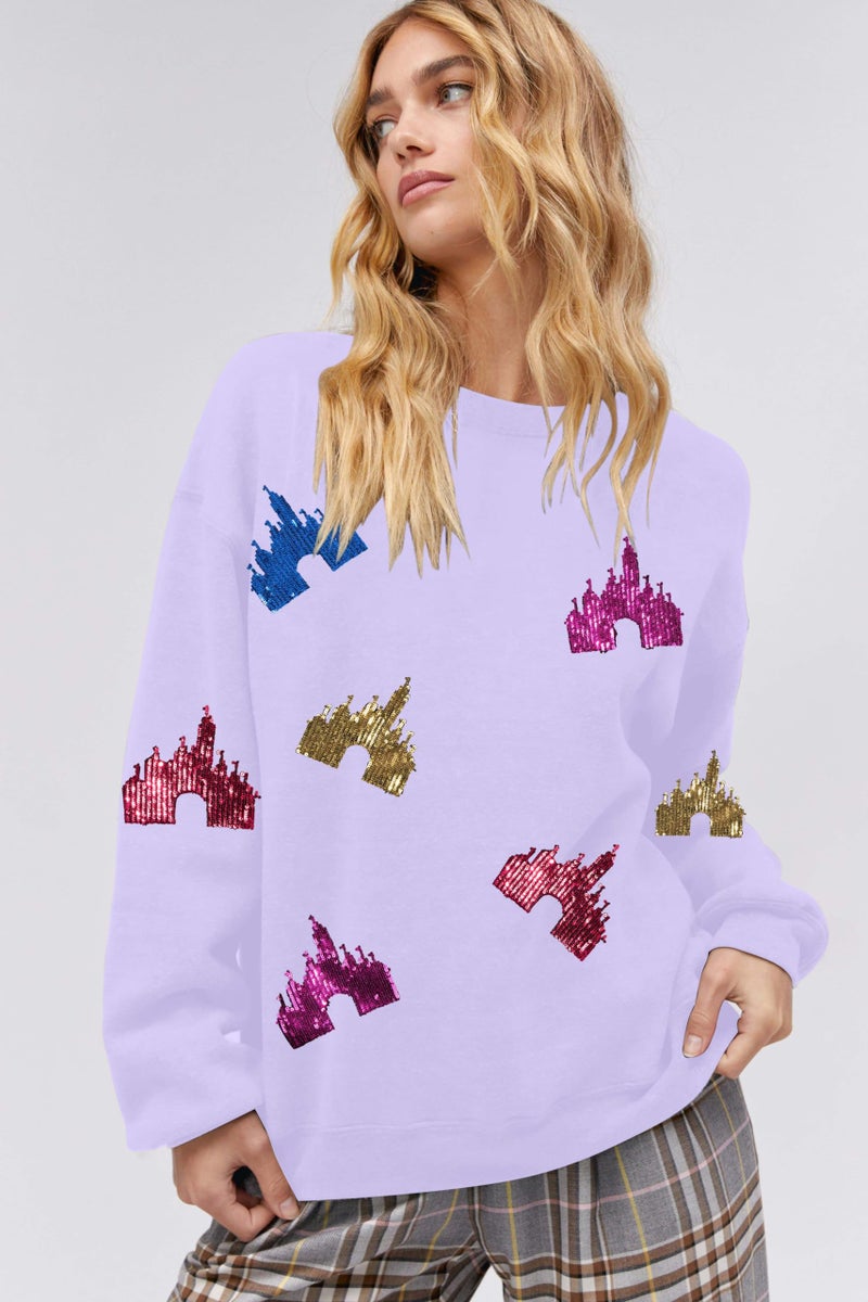 UNIQUEONE Oversized Bow Sweatshirt Womens Magic Kingdom Tee Shirt Colorful Pastel Bows Graphic Sweatshirts Holiday Pullover Purple - Image 4