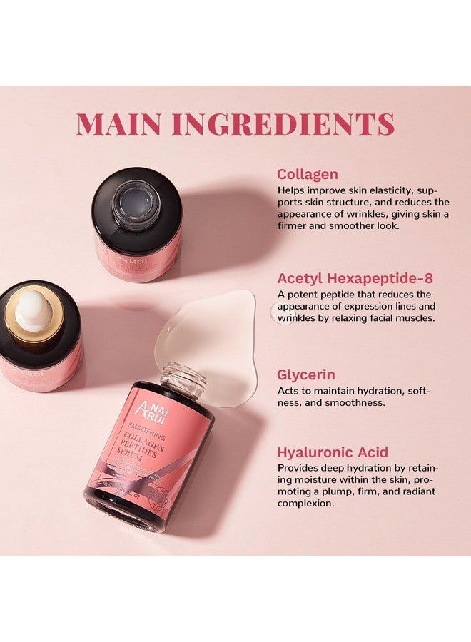 ANAI RUI Collagen Peptide Serum with Hyaluronic Acid and Acetyl Hexapeptide-8, Face Plumping, Improve Skin Elasticity, Collagen Peptides Serum for Face 1 fl.oz - Image 2