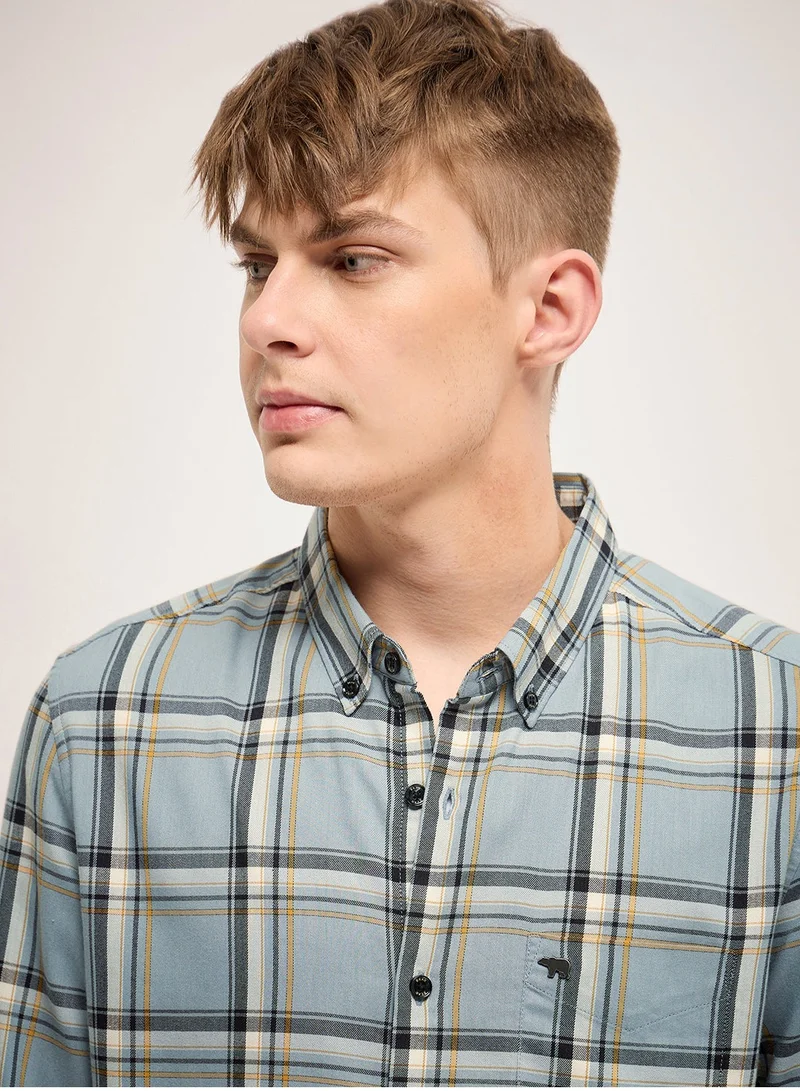 THE BEAR HOUSE Cotton Shirt for Men | Slim Fit, Long Sleeve, Casual or Formal Button-Down | Soft, Breathable Fabric for Work, Everyday, & All-Season Wear in Stylish