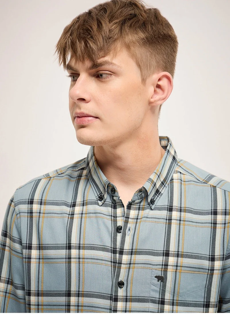 THE BEAR HOUSE  Cotton Shirt for Men | Slim Fit, Long Sleeve, Casual or Formal Button-Down | Soft, Breathable Fabric for Work, Everyday, & All-Season Wear in Stylish for Men | Best Price UAE